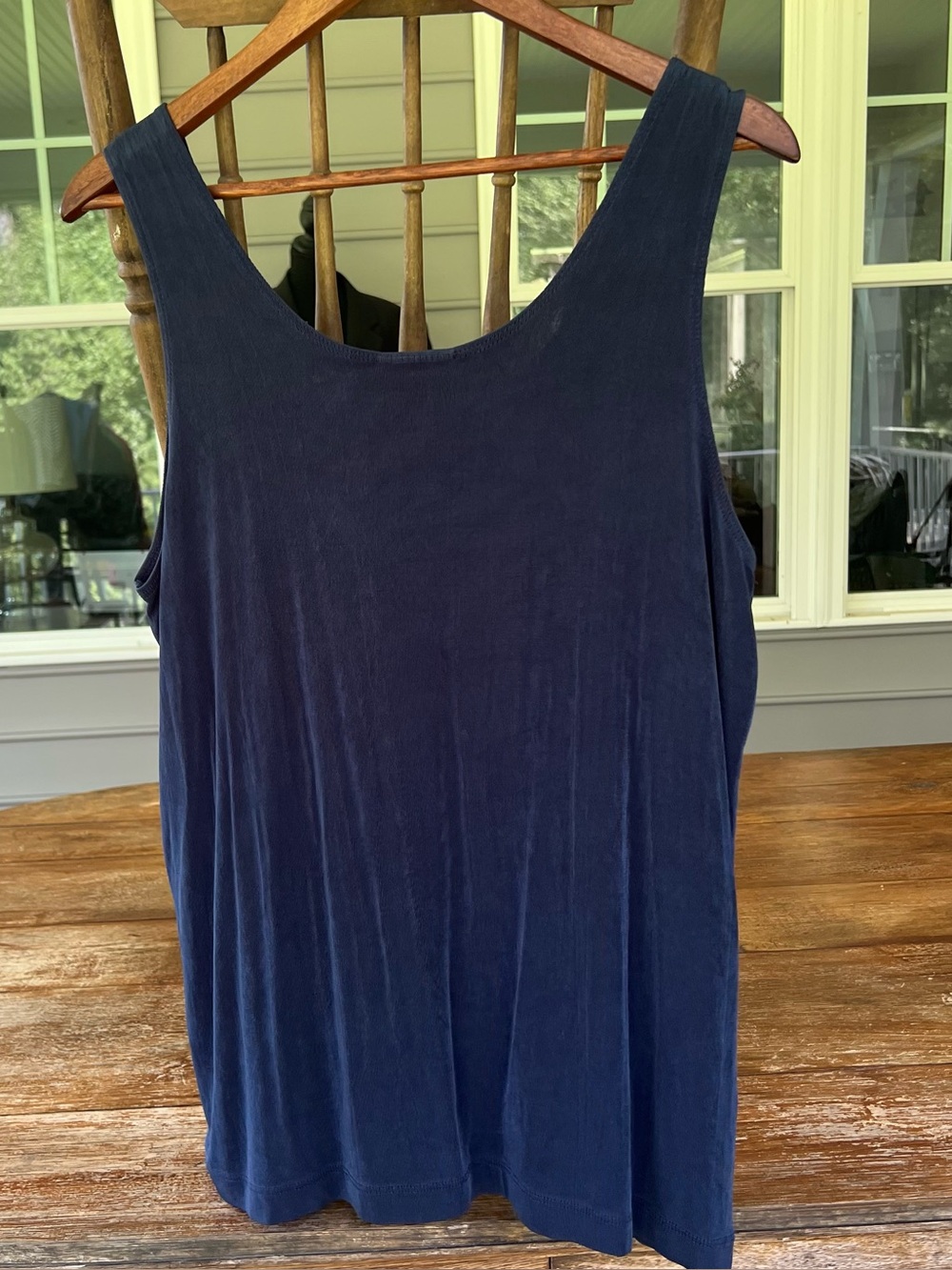 Chico's Travelers Navy Blue Slinky Scoop Neck Tank Top Size 3 XL - Picture 4 of 9